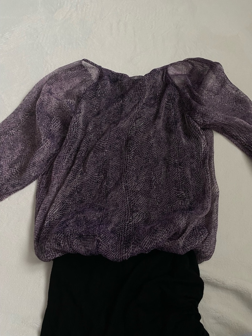 Costa Blanca Purple Sheer Printed Women's Blouse - Lightweight Long Sleeve Top